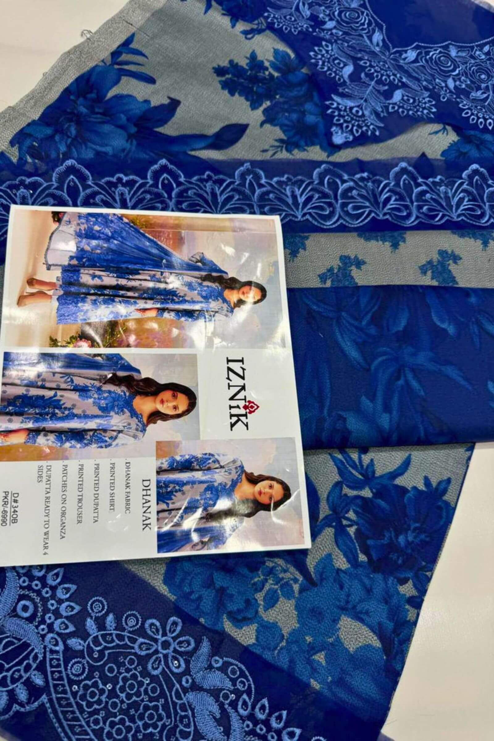 Dhanak EMB PATCHES ON ORGANZA 3Pc