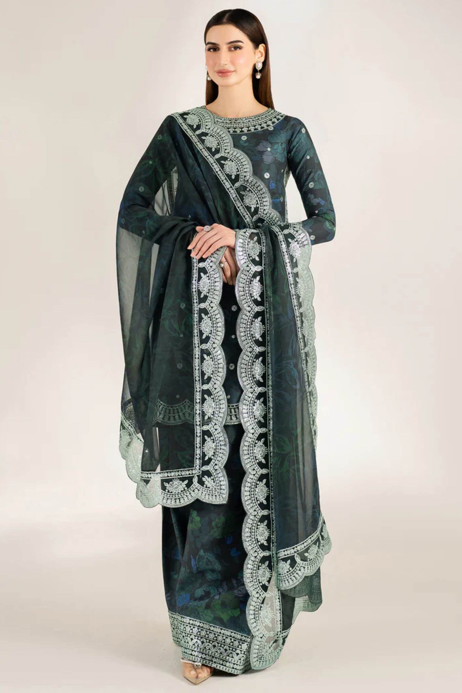 Dhanak , Khadder with Dupatta Embroidery 3Pc