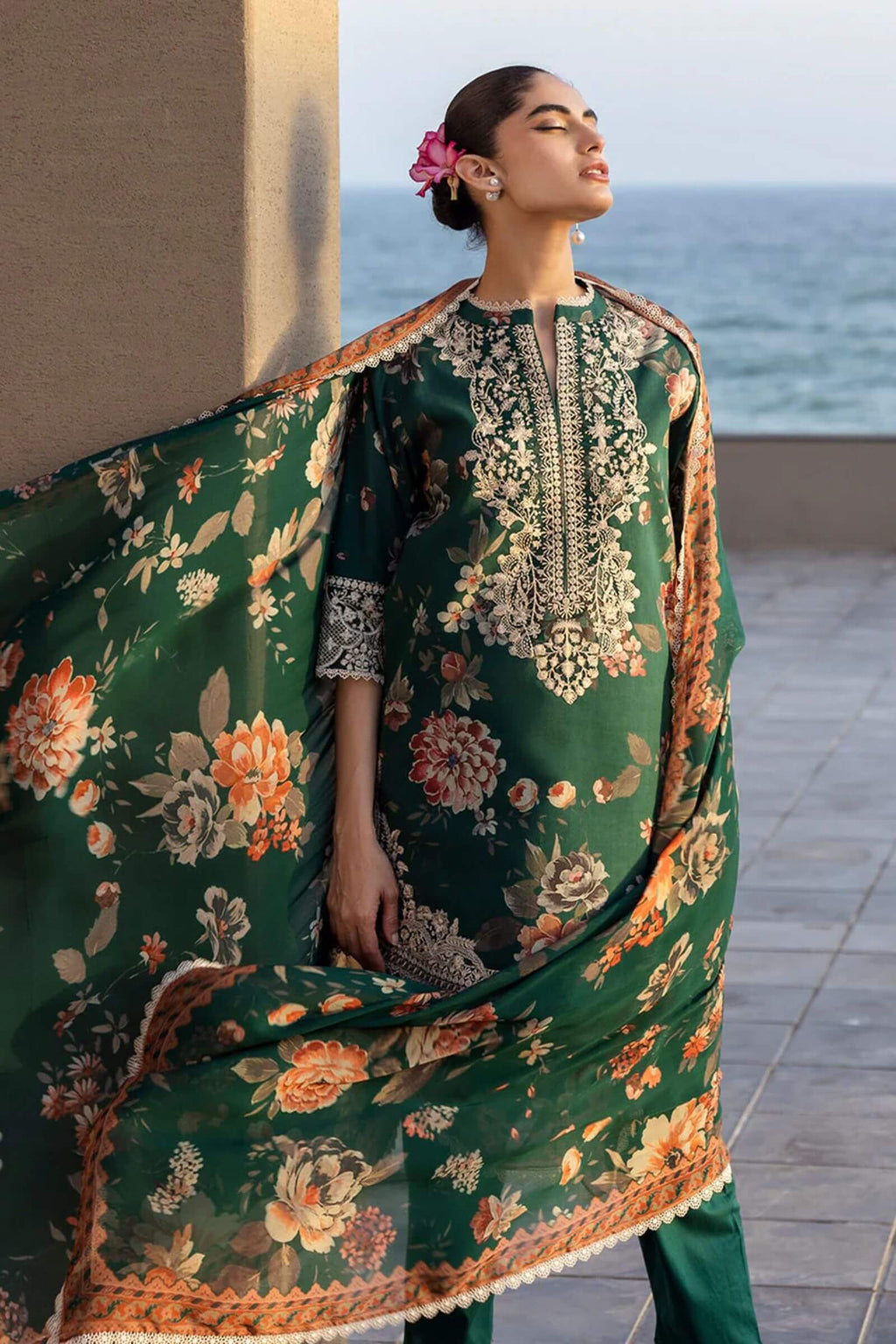 DHANAK EMBROIDERY PATCHES ON ORGANZA 3Pc